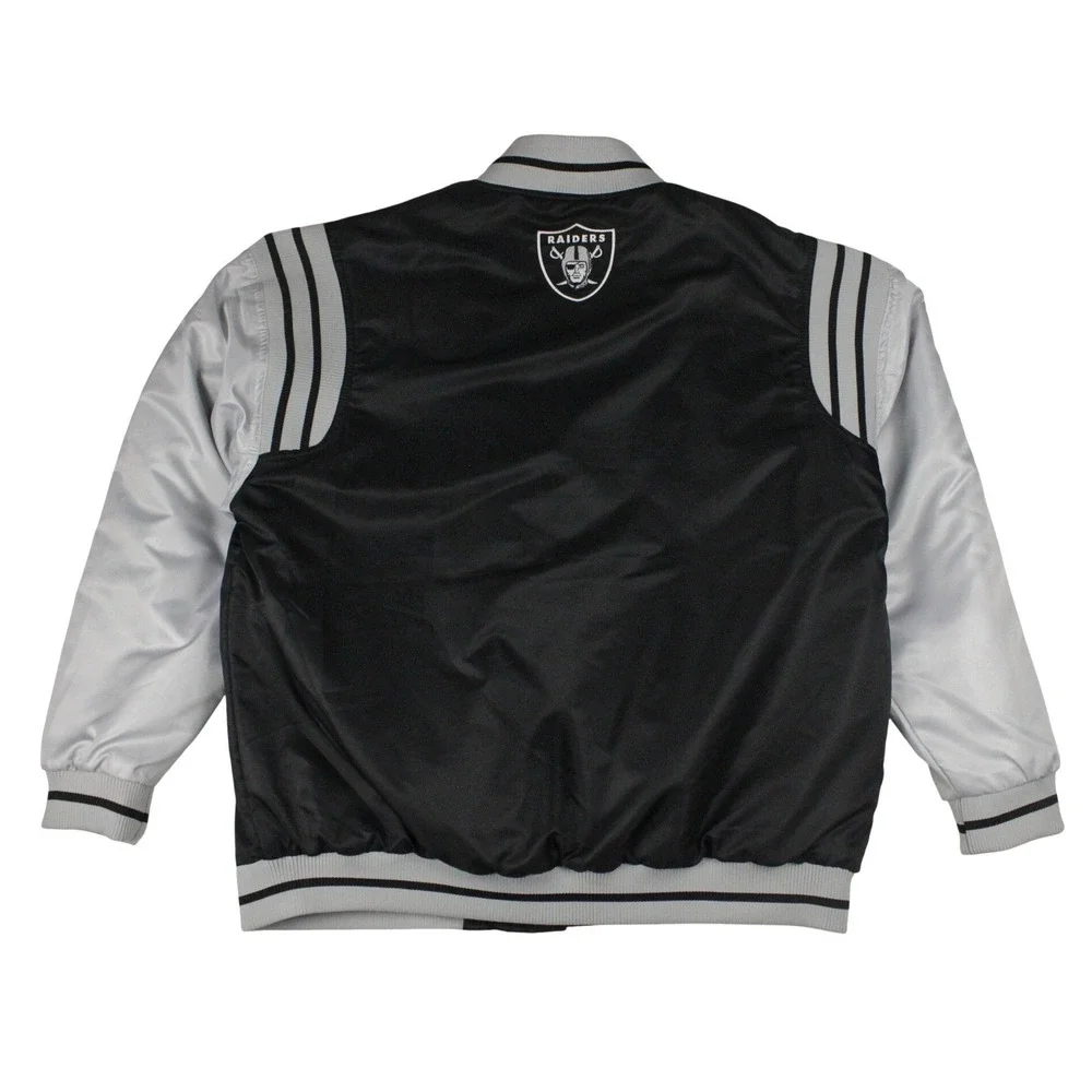 Las Vegas Raiders Satin Bomber Jacket Mens Large NFL Ultra Game Varsity